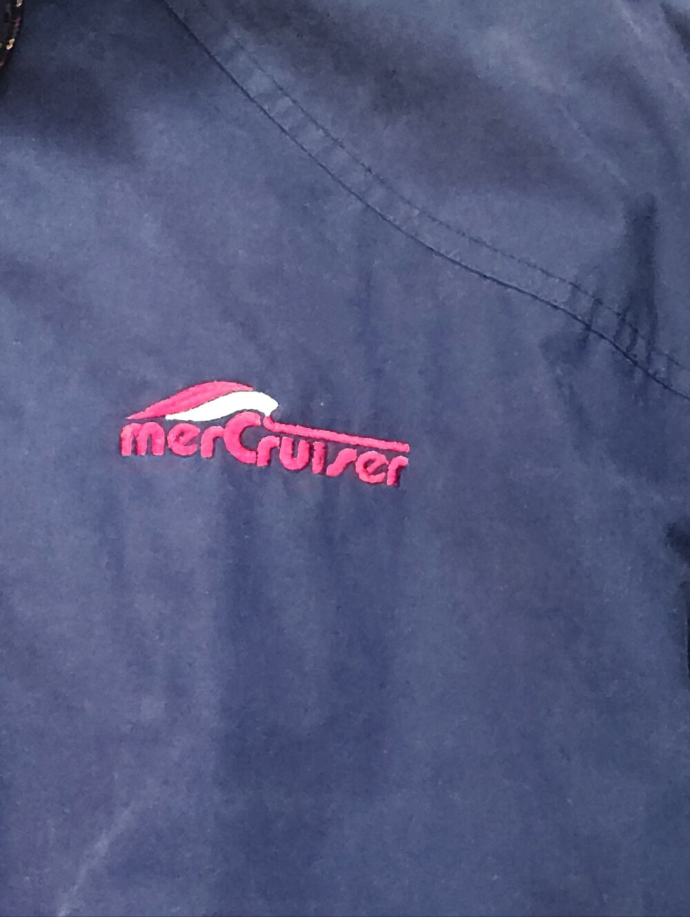 Vintage 90s Winner Mate MerCruiser Embroidered Windbreaker Jacket Navy Blue Larg - Picture 2 of 6